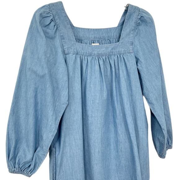 J. Crew Square Neck Chambray Dress Blue - Picture 3 of 9